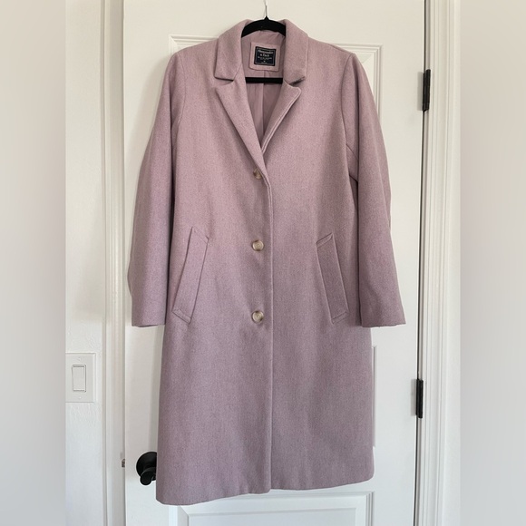 Abercrombie & Fitch Women's Wool Blend Lavender Trench Coat - Picture 1 of 11